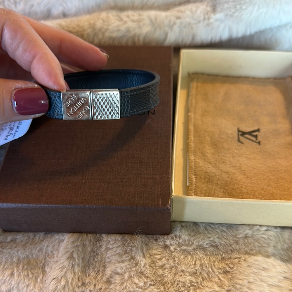 Louis Vuitton Black Leather Bracelet, authentic
